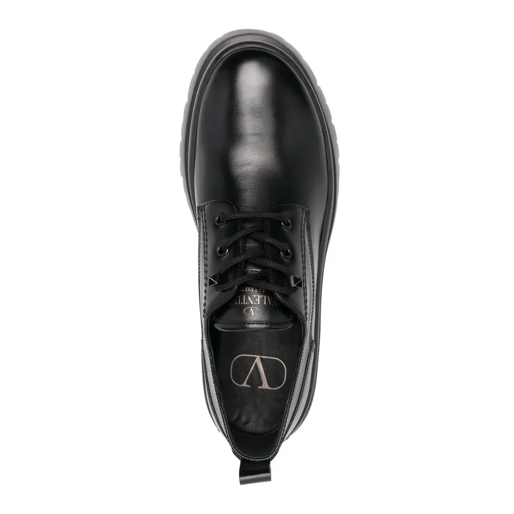 NIB Valentino Garavani Black Roman Stud Calfskin Derby 44.5